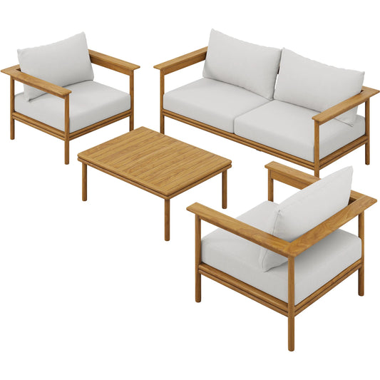 Osawatomie Outdoor 4-Piece Teak Wood Furniture Set by Evans & Londeen. Made from teak wood in a unique style.