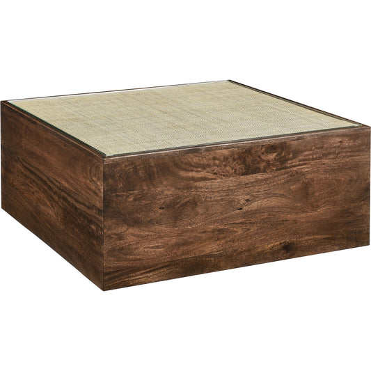 Manhattan Square Wood Rattan Coffee Table by Evans & Londeen in walnut. Made from wood rattan in a unique style.