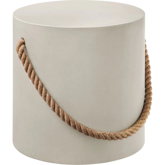 Etowah Rope Concrete Side Table Stool by Evans & Londeen in light gray. Made from rope concrete in a unique style.