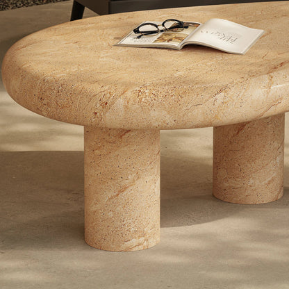 Maury Indoor - Textured Faux Travertine Coffee Table by Evans & Londeen in travertine. Made from textured faux travertine in a transitional style.