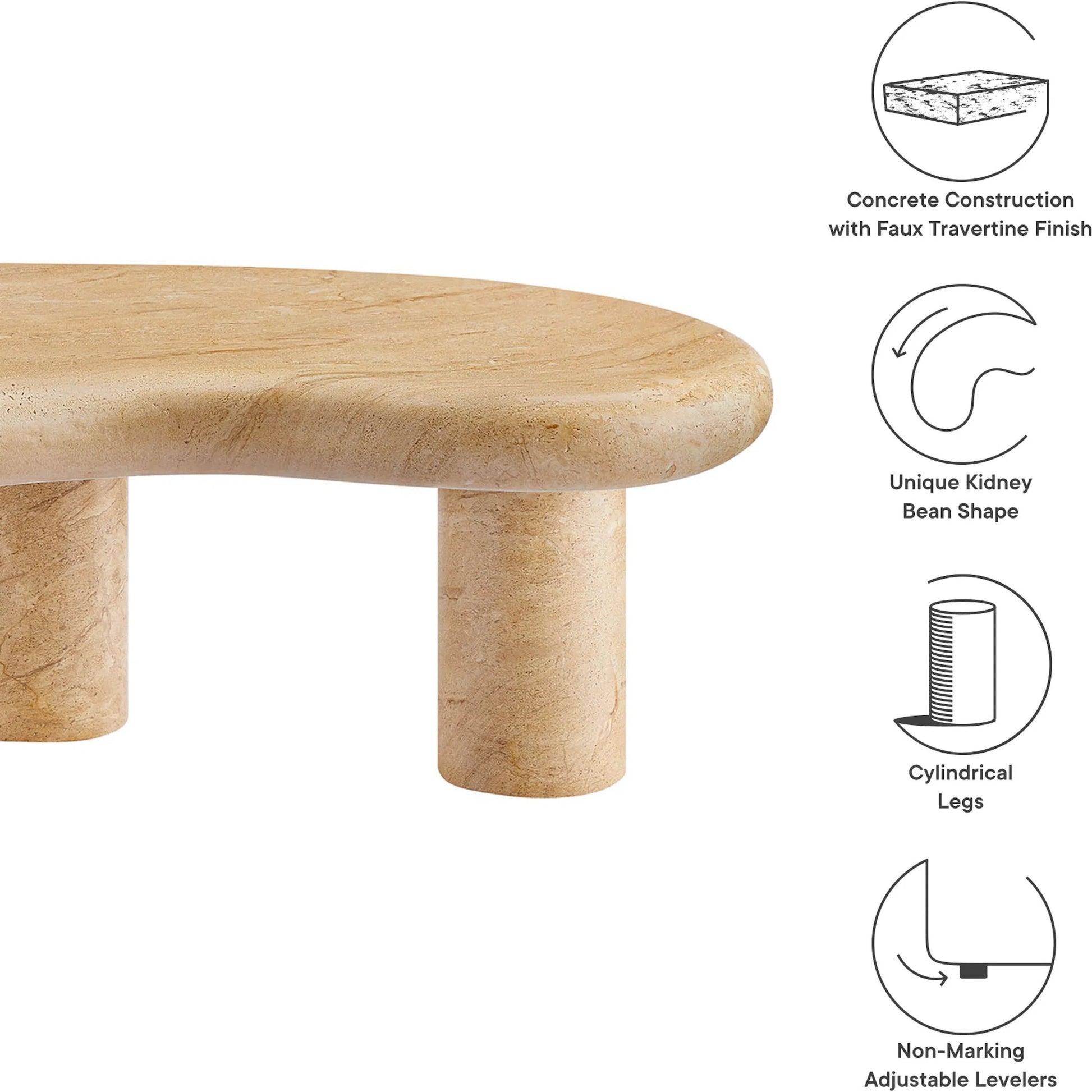 Maury Indoor - Textured Faux Travertine Coffee Table by Evans & Londeen in travertine. Made from textured faux travertine in a transitional style.