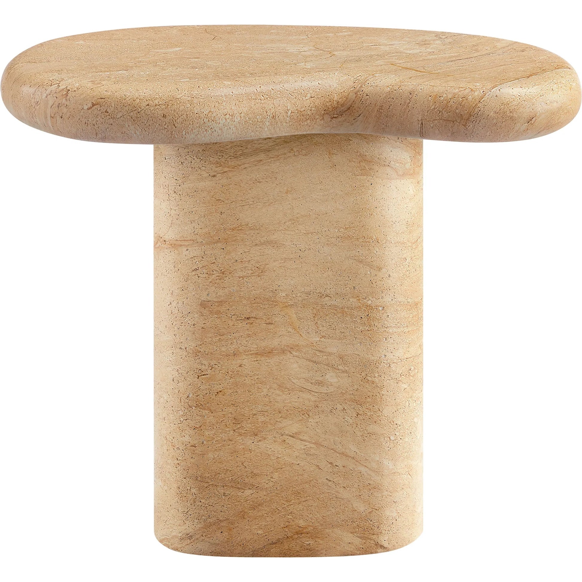 Buckeye Outdoor Textured Faux Travertine Side Table by Evans & Londeen in travertine. Made from textured faux travertine in a unique style.