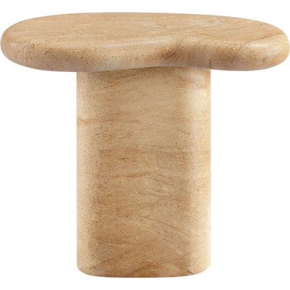 Buckeye Outdoor Textured Faux Travertine Side Table by Evans & Londeen in travertine. Made from textured faux travertine in a unique style.