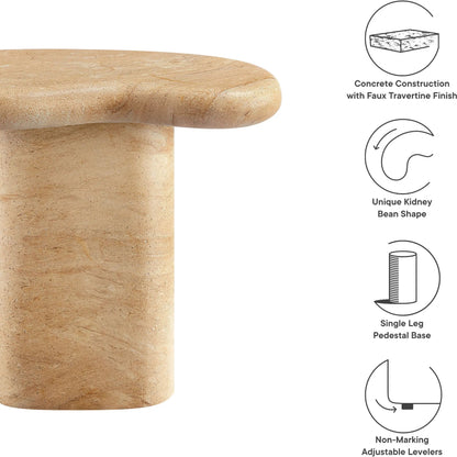 Buckeye Outdoor Textured Faux Travertine Side Table by Evans & Londeen in travertine. Made from textured faux travertine in a unique style.