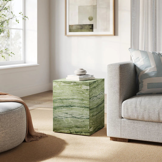 Voltaire Square Plinth Concrete Side Table by Evans & Londeen. Made from concrete in a unique style.