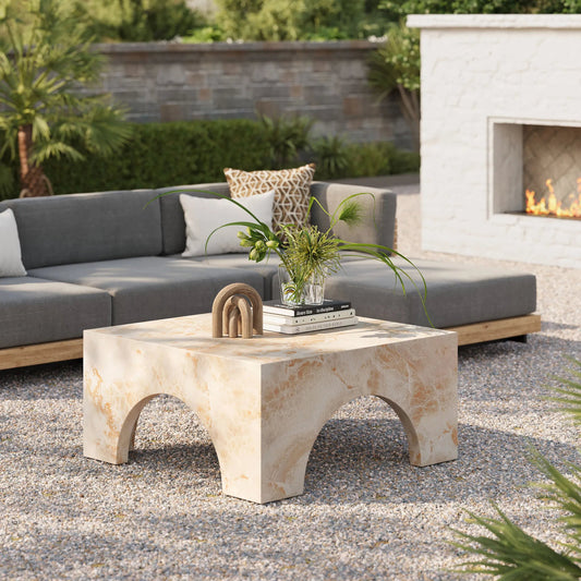 Neshoba Arched Concrete Coffee Table by Evans & Londeen. Made from arched concrete in a unique style.