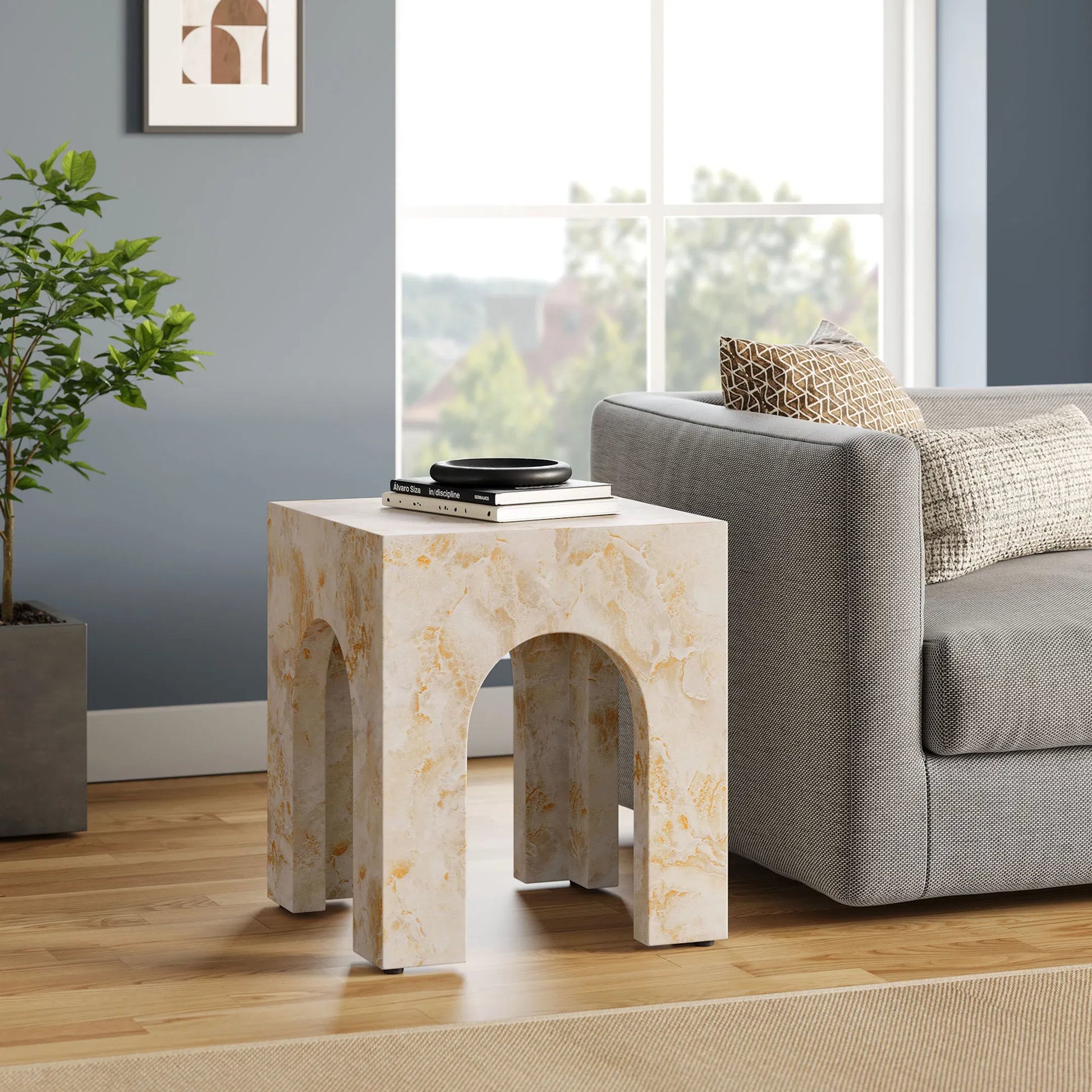 Lecompton Square Indoor - Arched Concrete Side Table by Evans & Londeen. Made from arched concrete in a modern style.