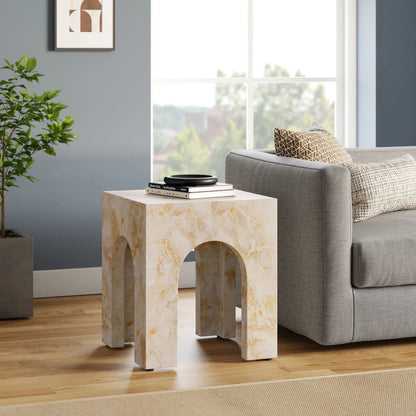 Lecompton Square Indoor - Arched Concrete Side Table by Evans & Londeen. Made from arched concrete in a modern style.