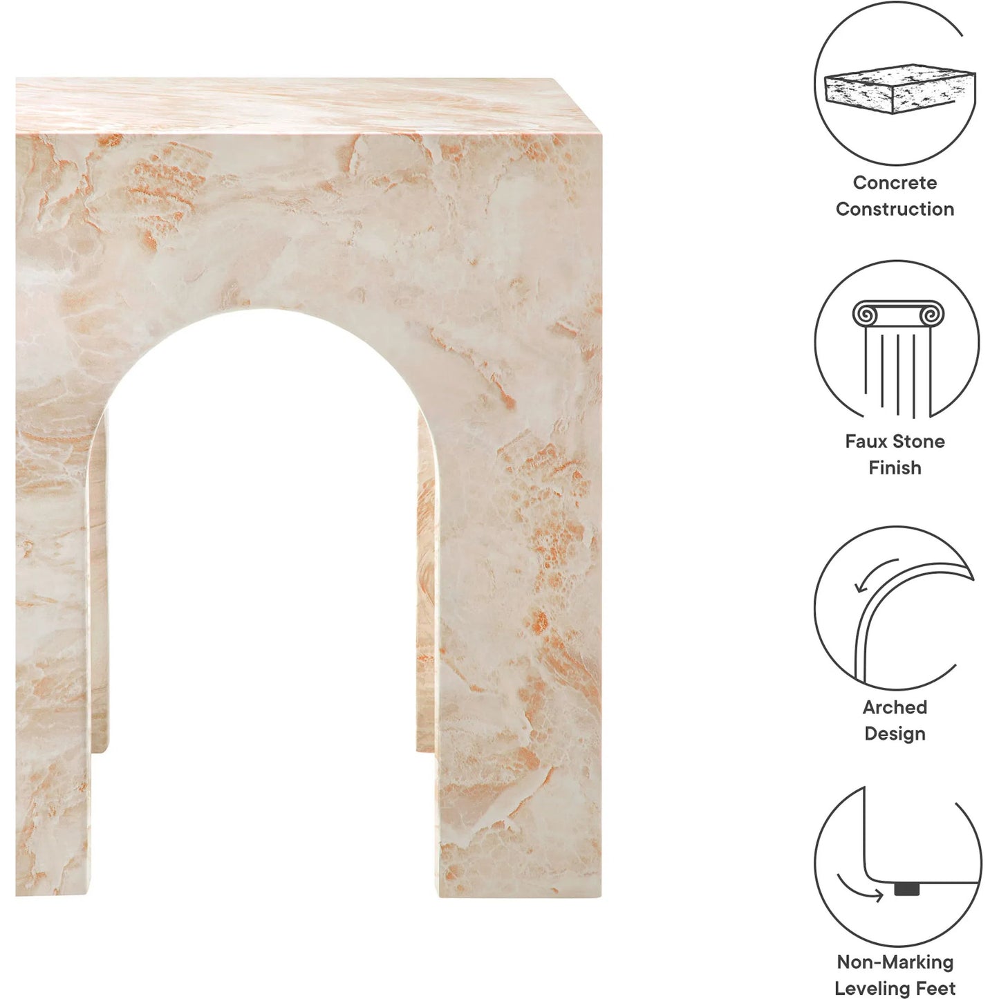002 SI-2358301 | Closeup | Lecompton Square Indoor - Arched Concrete Side Table by Evans & Londeen. Made from arched concrete in a modern style.