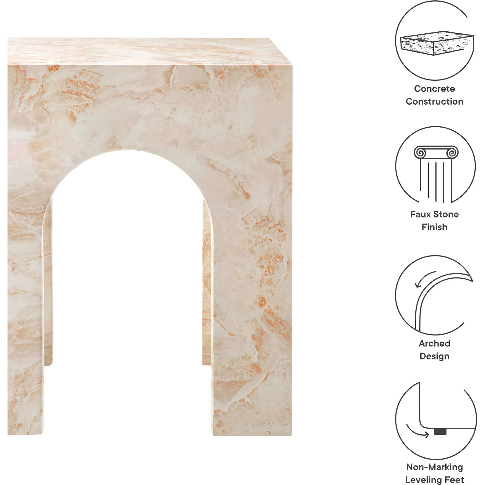 Lecompton Square Indoor - Arched Concrete Side Table by Evans & Londeen. Made from arched concrete in a modern style.