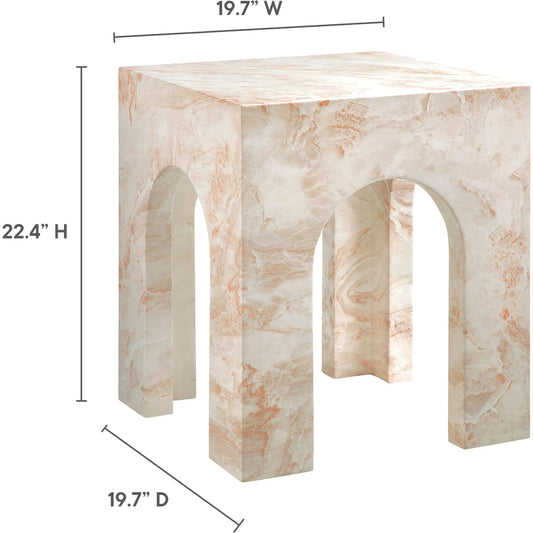 Neshoba Square Arched Concrete Side Table by Evans & Londeen. Made from arched concrete in a unique style.
