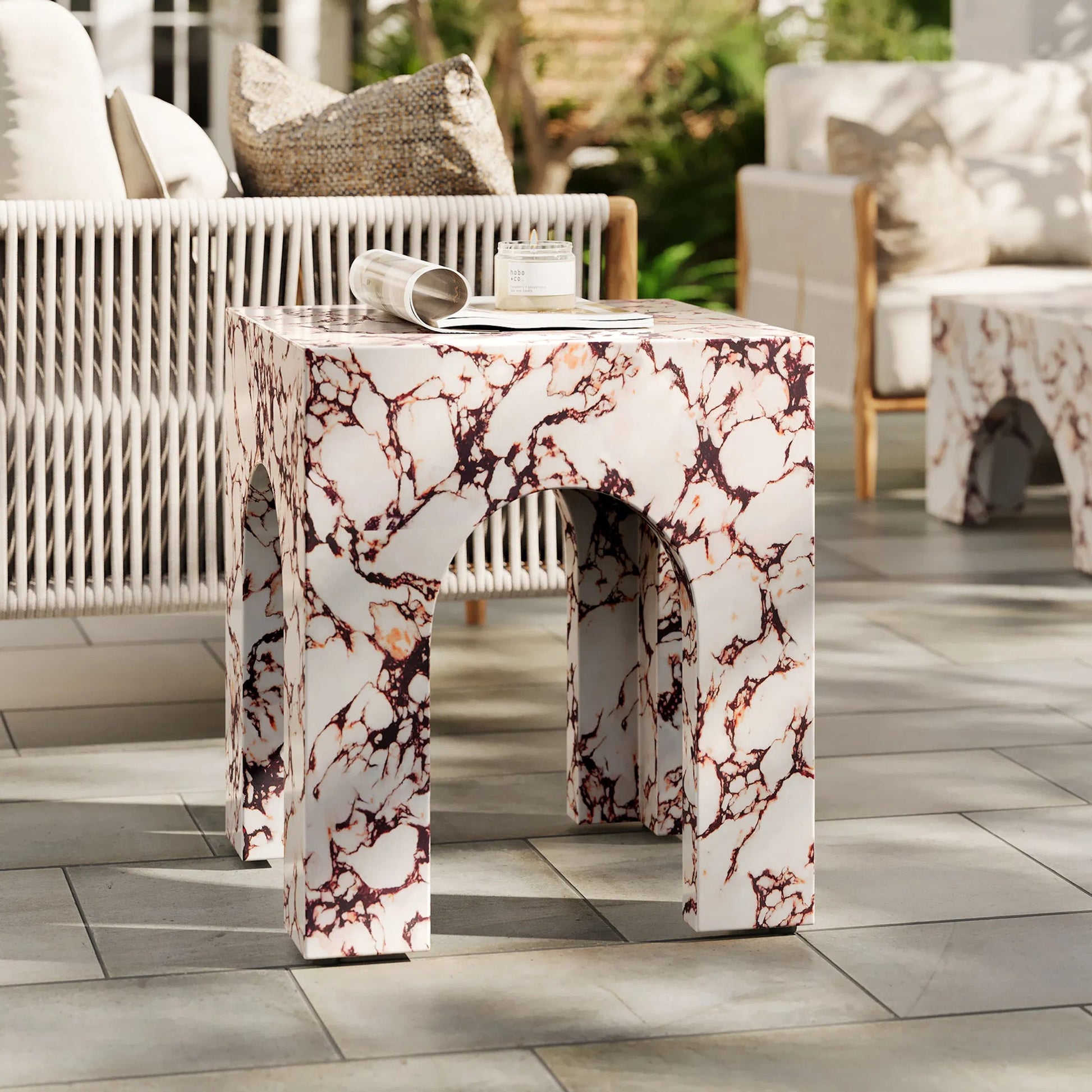 Lecompton Square Indoor - Arched Concrete Side Table by Evans & Londeen. Made from arched concrete in a modern style.