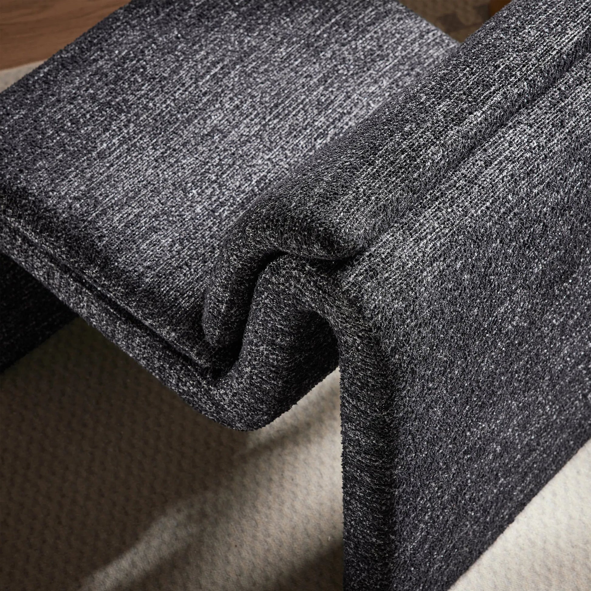 Shackelford Boucle Armless Accent Chair by Evans & Londeen. Made from boucle upholstered in a transitional style.