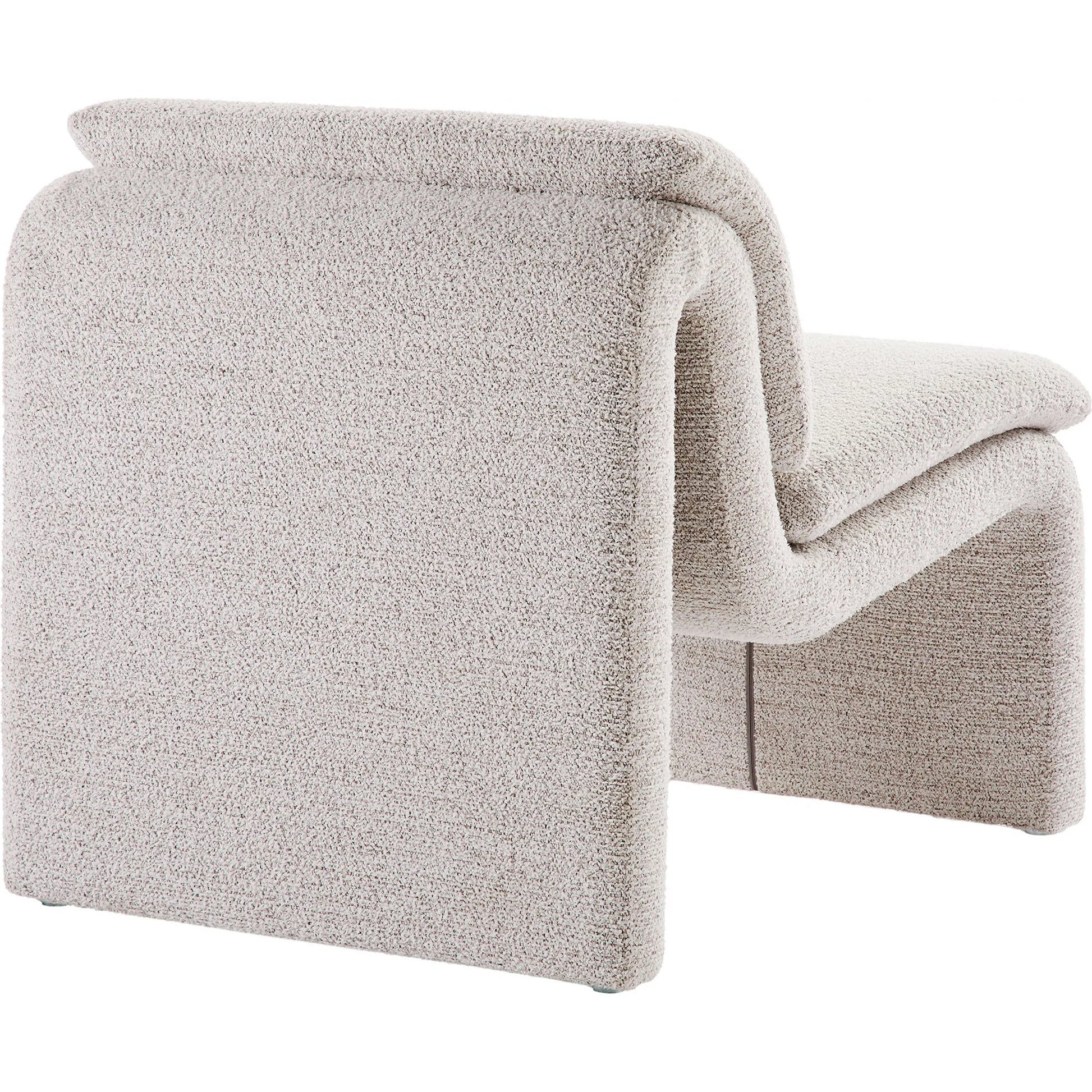 Shackelford Boucle Armless Accent Chair by Evans & Londeen. Made from boucle upholstered in a transitional style.