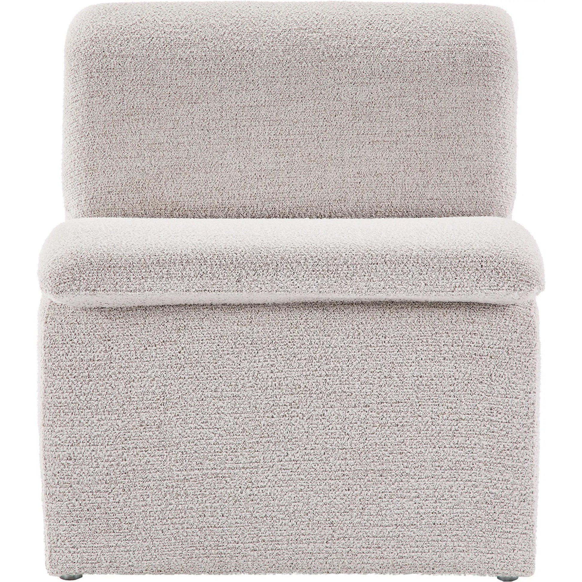 Shackelford Boucle Armless Accent Chair by Evans & Londeen. Made from boucle upholstered in a transitional style.