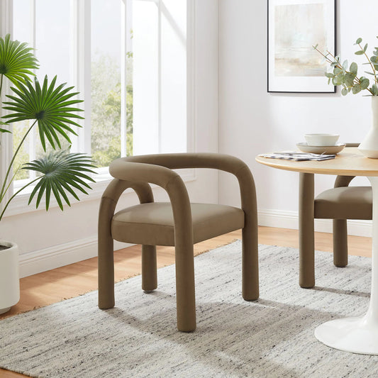 Cedron Dining Chair by Evans & Londeen. Made from performance velvet in a unique style.