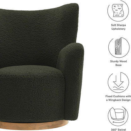 Anderson Wingback Sherpa Swivel Accent Chair by Evans & Londeen. Made from sherpa in a unique style.