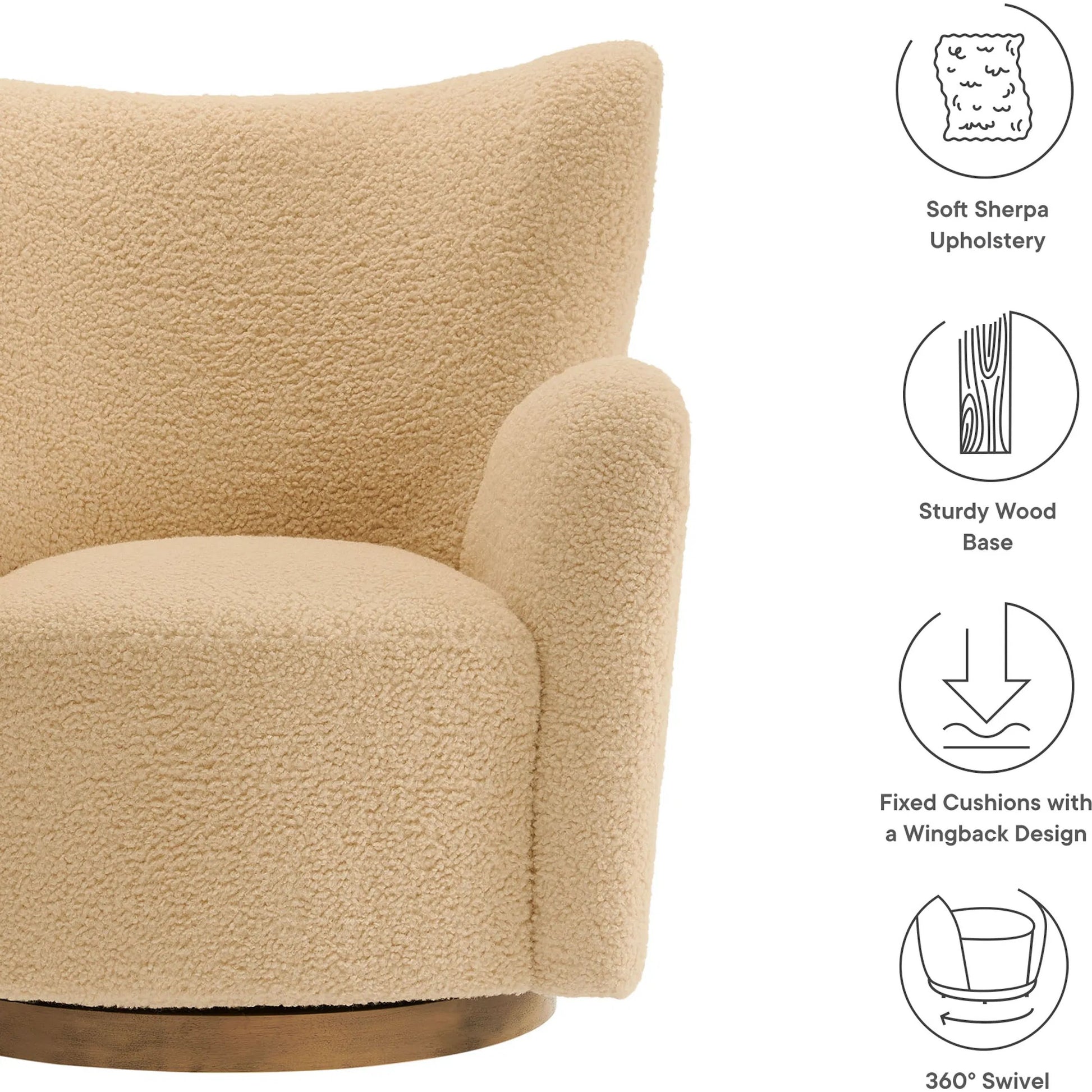 Anderson Wingback Sherpa Swivel Accent Chair by Evans & Londeen. Made from sherpa in a unique style.