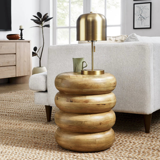 Dexter Curved Stacked Side Table by Evans & Londeen. Made from wood in a unique style.