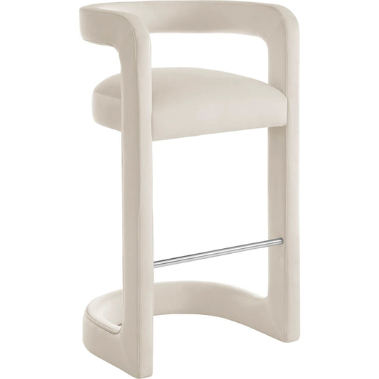 Tippah Bar Stool by Evans & Londeen. Made from performance velvet in a unique style.