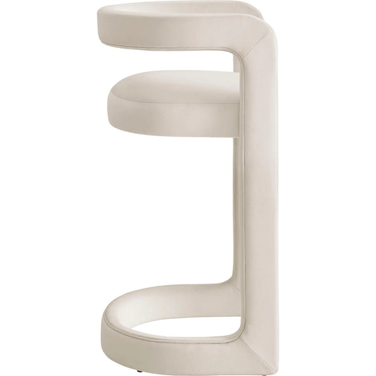 Tippah Bar Stool by Evans & Londeen. Made from performance velvet in a unique style.
