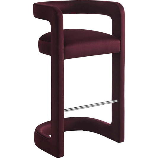 Tippah Bar Stool by Evans & Londeen. Made from performance velvet in a unique style.