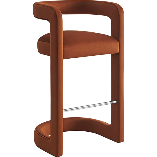 Tippah Bar Stool by Evans & Londeen. Made from performance velvet in a unique style.