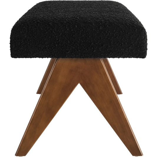 Fleming 47" Boucle Bench by Evans & Londeen. Made from boucle upholstered in a unique style.