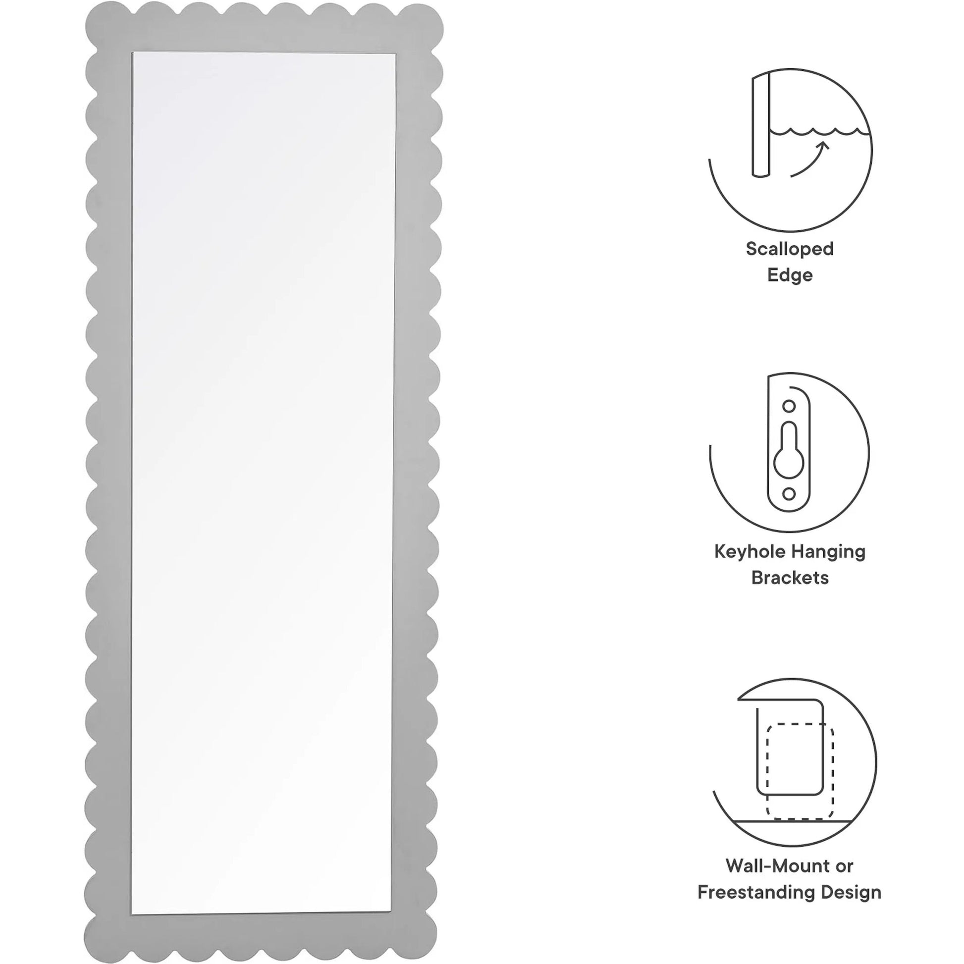Kiowa Scalloped Rectangle Floor Mirror by Evans & Londeen. Made from unique in a transitional style.