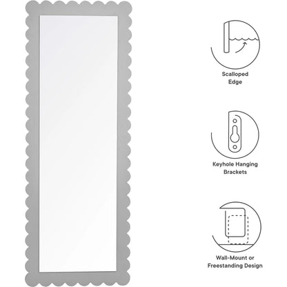 Kiowa Scalloped Rectangle Floor Mirror by Evans & Londeen. Made from unique in a transitional style.