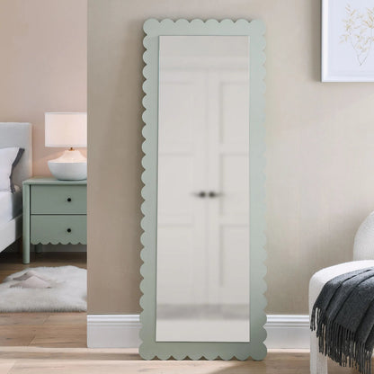 Kiowa Scalloped Rectangle Floor Mirror by Evans & Londeen. Made from unique in a transitional style.