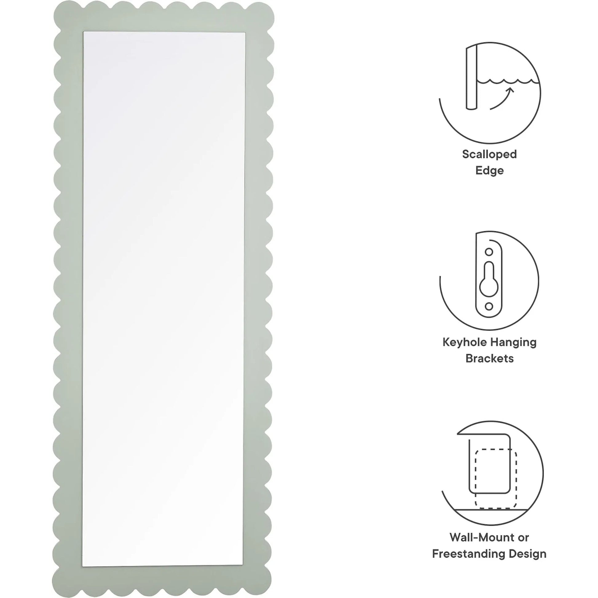 Kiowa Scalloped Rectangle Floor Mirror by Evans & Londeen. Made from unique in a transitional style.