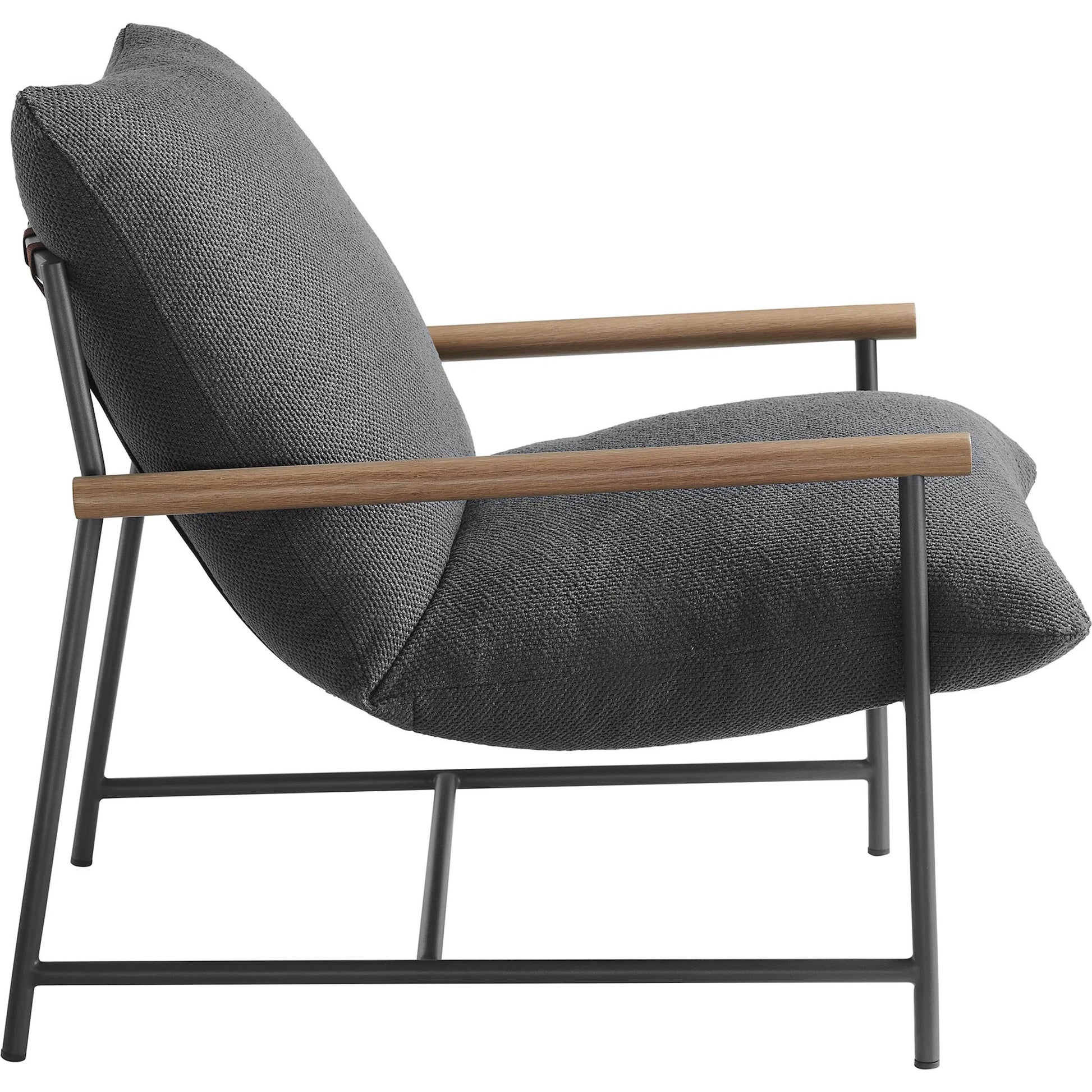 Iron Boucle Sling Lounge Chair by Evans & Londeen. Made from boucle in a transitional style.
