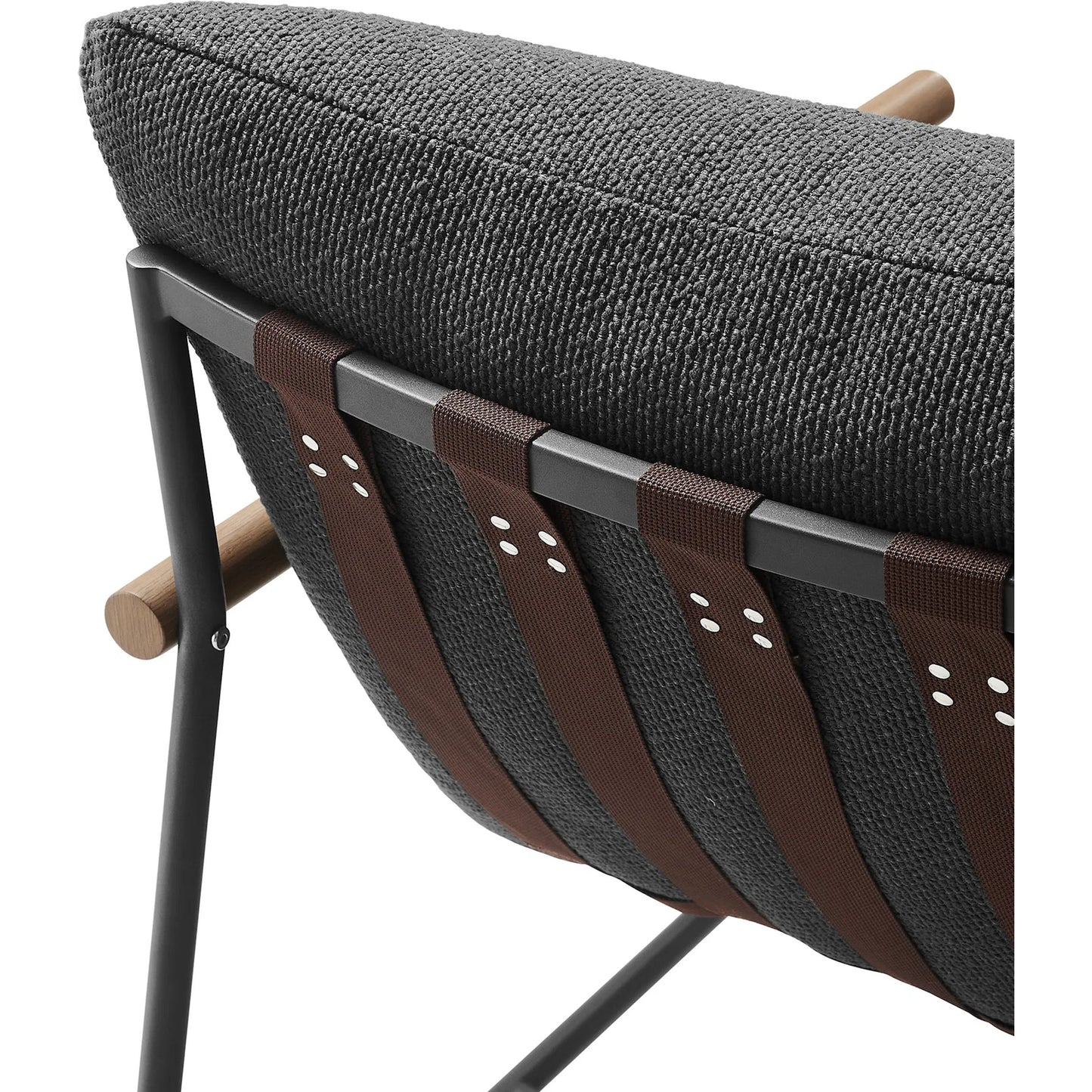 004 SI-2358356 | Closeup | Iron Boucle Sling Lounge Chair by Evans & Londeen. Made from boucle in a transitional style.