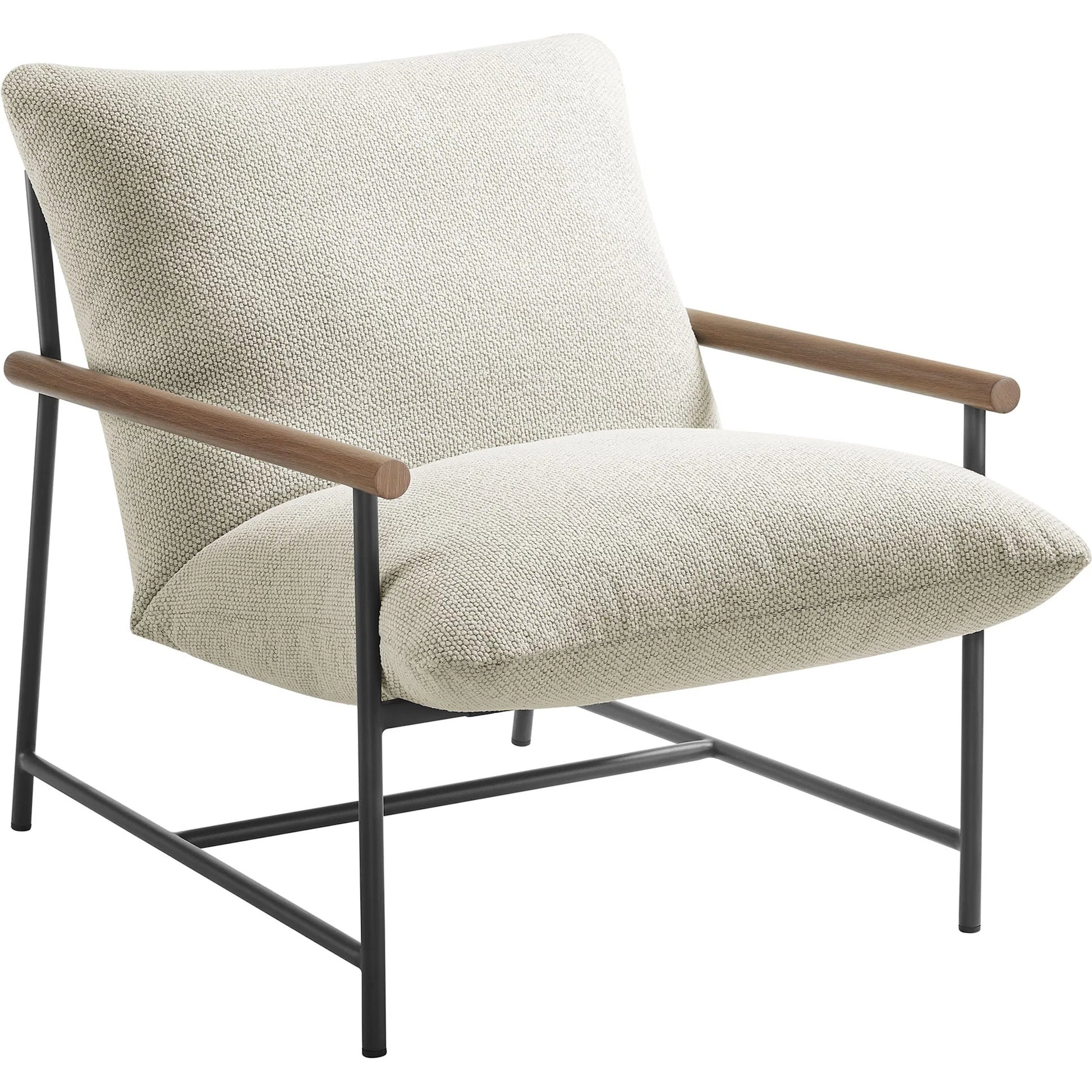 Iron Boucle Sling Lounge Chair by Evans & Londeen. Made from boucle in a transitional style.