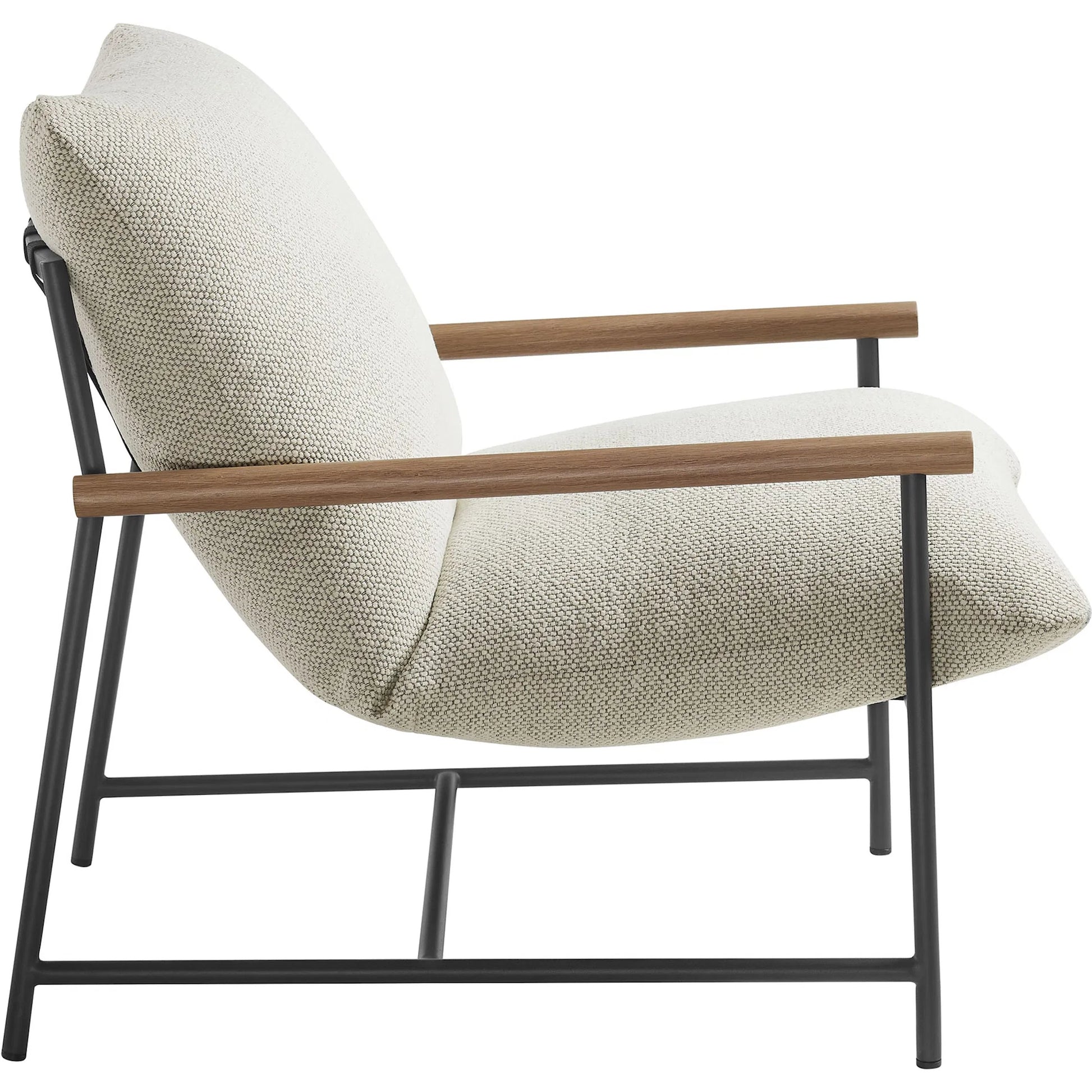 Iron Boucle Sling Lounge Chair by Evans & Londeen. Made from boucle in a transitional style.