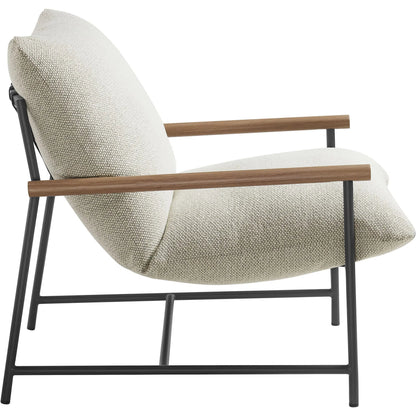 Iron Boucle Sling Lounge Chair by Evans & Londeen. Made from boucle in a transitional style.