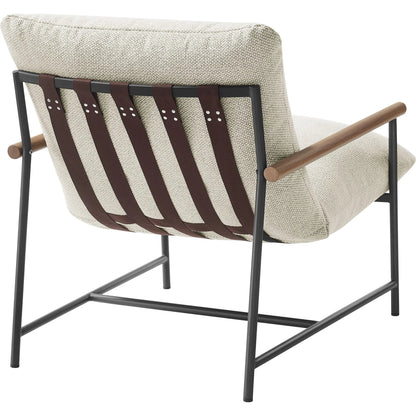Iron Boucle Sling Lounge Chair by Evans & Londeen. Made from boucle in a transitional style.