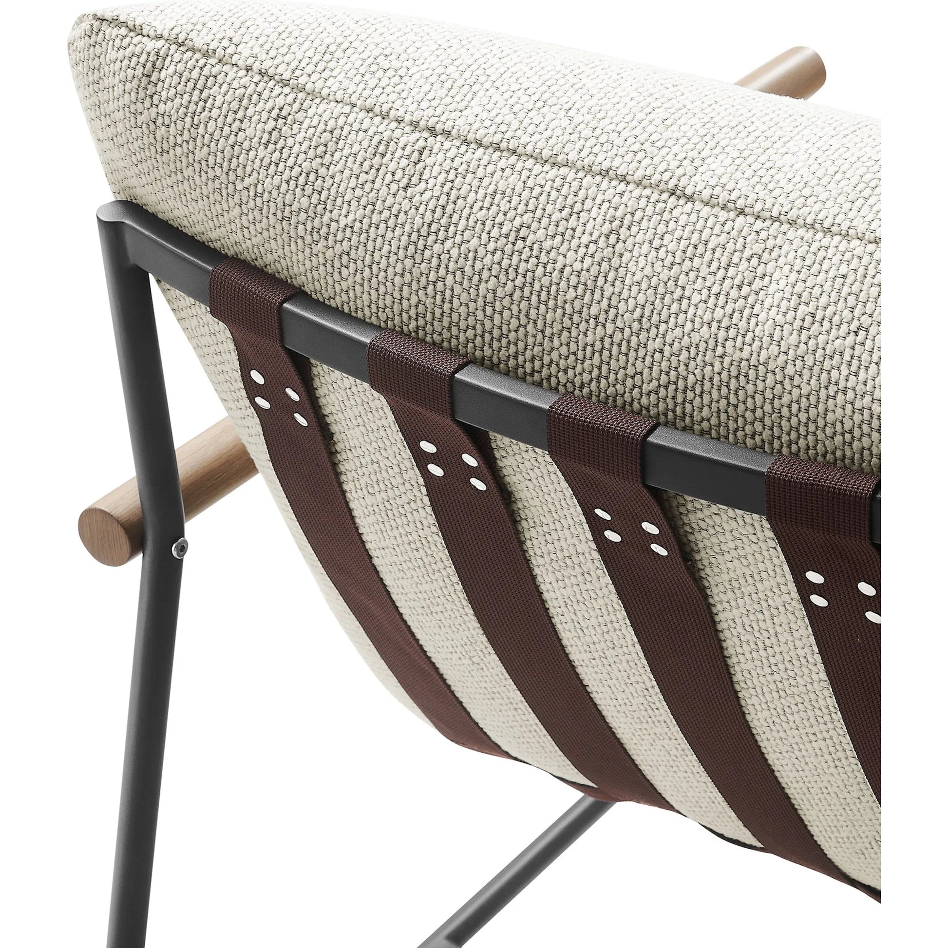 Iron Boucle Sling Lounge Chair by Evans & Londeen. Made from boucle in a transitional style.