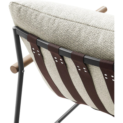 Iron Boucle Sling Lounge Chair by Evans & Londeen. Made from boucle in a transitional style.