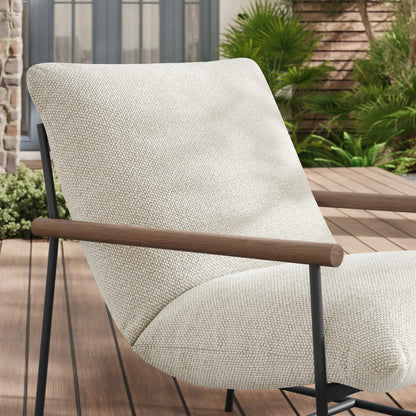 Iron Boucle Sling Lounge Chair by Evans & Londeen. Made from boucle in a transitional style.