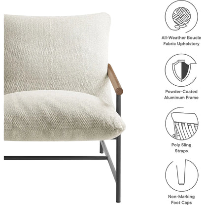 Iron Boucle Sling Lounge Chair by Evans & Londeen. Made from boucle in a transitional style.