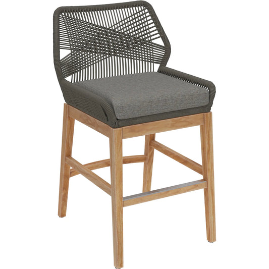 North Teak and Rope Counter Stool by Evans & Londeen. Made from teak, rope in a unique style.