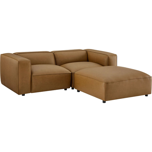 Salt 3-Piece Vegan Modular Loveseat with Ottoman by Evans & Londeen. Made from vegan leather modular in a unique style.
