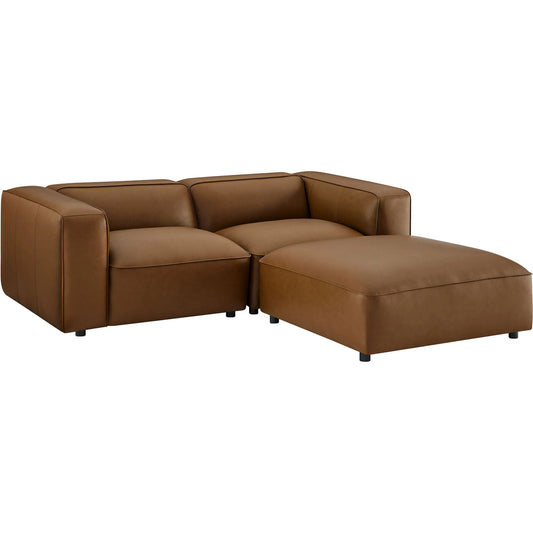 Salt 3-Piece Vegan Modular Loveseat with Ottoman by Evans & Londeen. Made from vegan leather modular in a unique style.