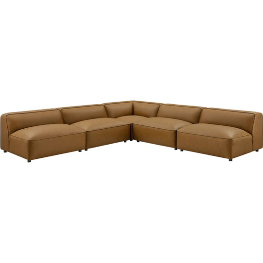 Salt 5-Piece Armless L-Shaped Vegan Modular Sofa by Evans & Londeen. Made from vegan leather modular in a unique style.