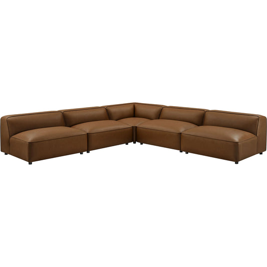 Salt 5-Piece Armless L-Shaped Vegan Modular Sofa by Evans & Londeen. Made from vegan leather modular in a unique style.