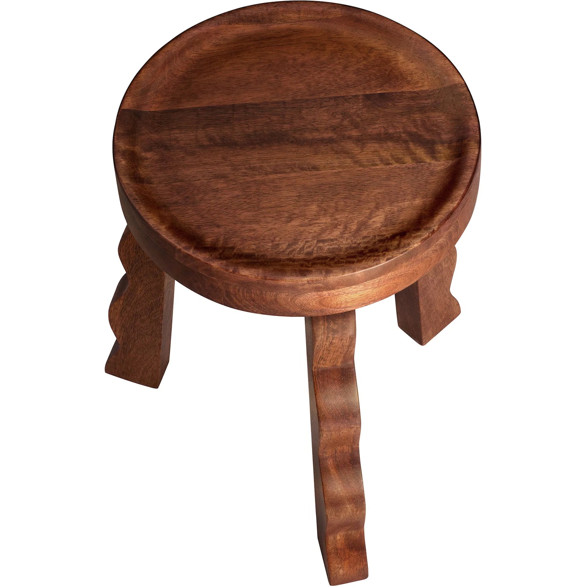 Lake Carved Wood Stool by Evans & Londeen in walnut. Made from carved wood in a transitional style.