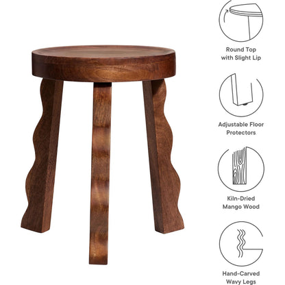 Lake Carved Wood Stool by Evans & Londeen in walnut. Made from carved wood in a transitional style.