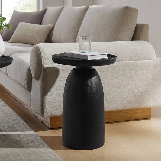 Melvern Round Wood Side Table by Evans & Londeen. Made from wood in a unique style.